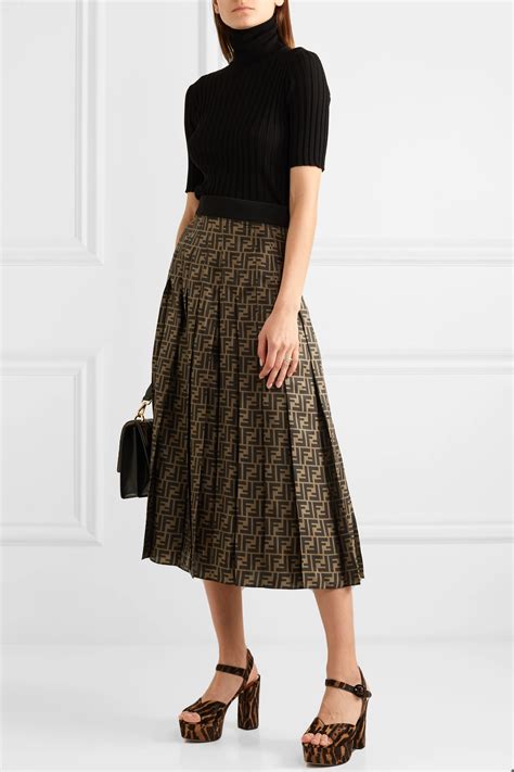 fendi deco print mini skirt|fendi pleated midi skirt.